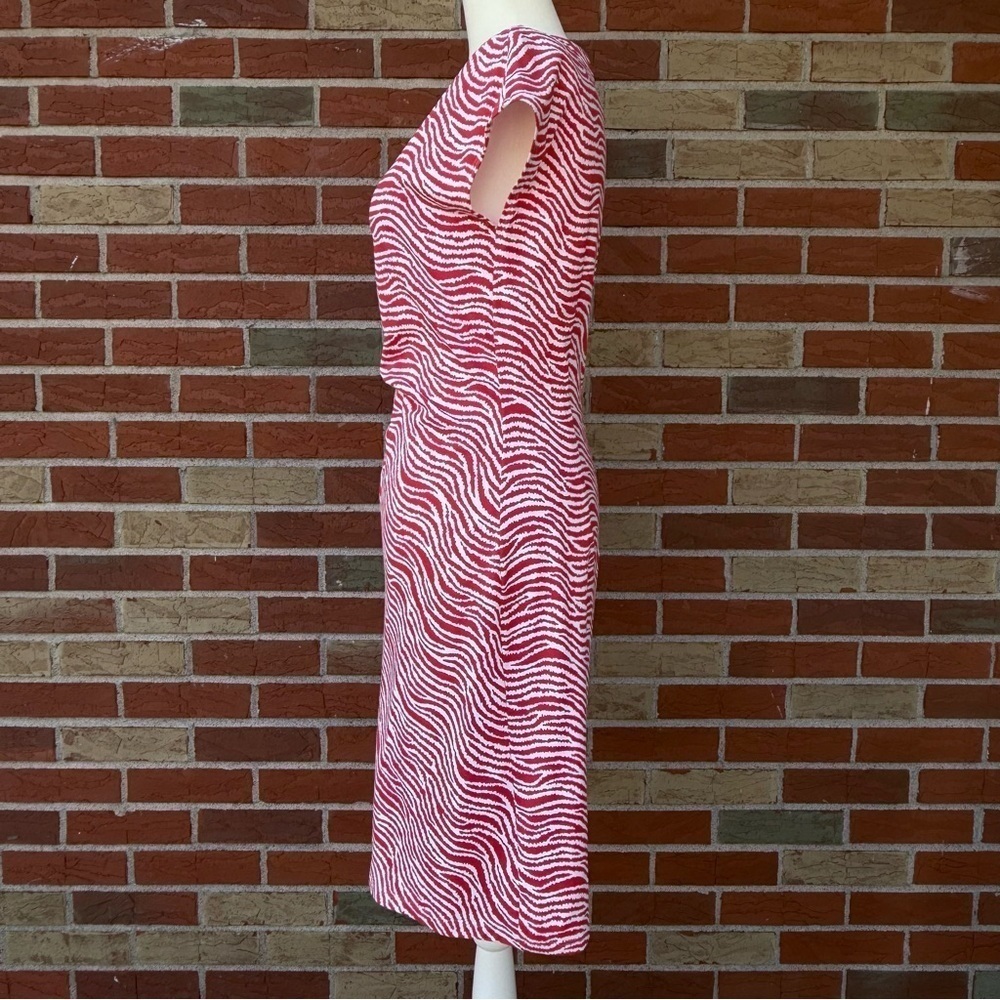 J. Mclaughlin Patterned Ruched Red White Sleevele… - image 5